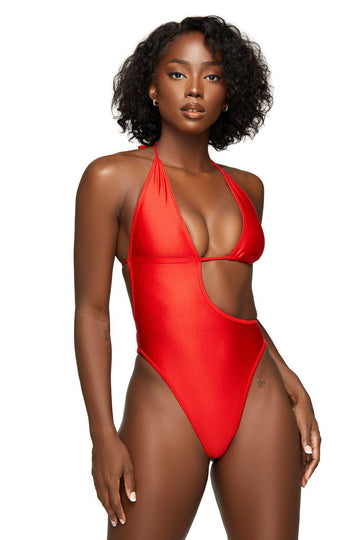 Mono de bikini rojo